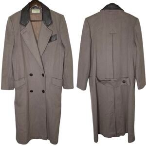 Fashions by Jill Vintage Wool Trench Coat Beige Mocha Brown, size Medium